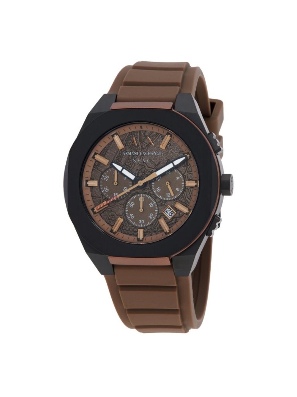 NWT Armani Exchange Sync Chronograph Quartz Brown Dial Men's Watch